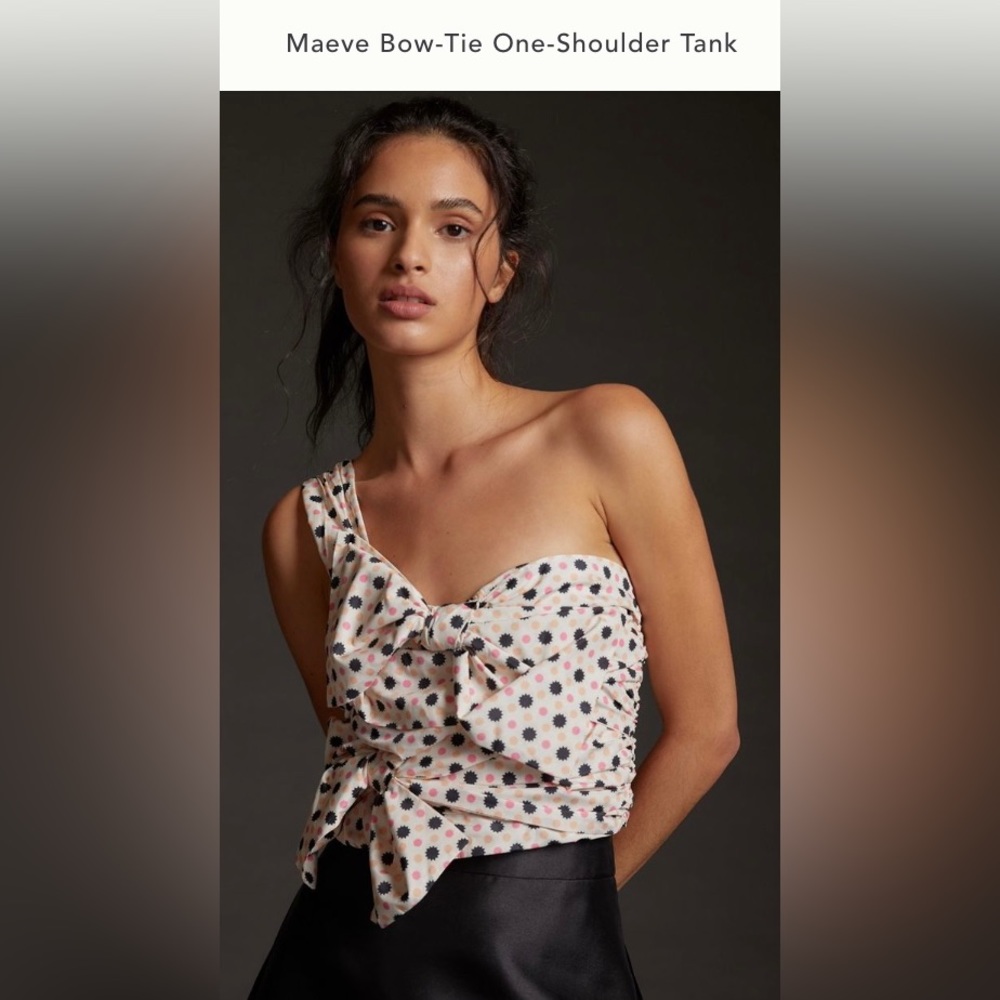 Anthropologie Maeve Bow Tie One Shoulder Tank